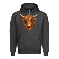 Charcoal Heather long haired cow Zipper Hoodie - Jasminsmagicworld
