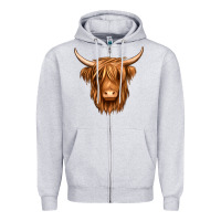 Heather Grey long haired cow Zipper Hoodie - Jasminsmagicworld