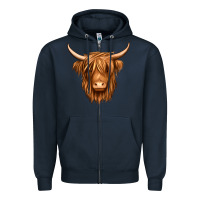 Navy long haired cow Zipper Hoodie - Jasminsmagicworld