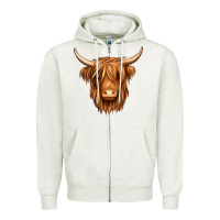 Oatmeal Heather long haired cow Zipper Hoodie - Jasminsmagicworld