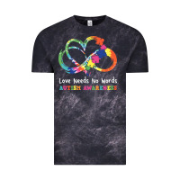 Cloud Black Love Needs No Words Heart Puzzle Autism Vintage Tee - CowhideDigitalArt