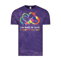 Cloud Purple Love Needs No Words Heart Puzzle Autism Vintage Tee - CowhideDigitalArt