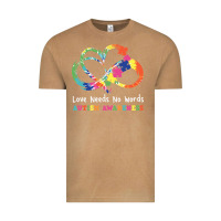 Vintage Camel Love Needs No Words Heart Puzzle Autism Vintage Tee - CowhideDigitalArt