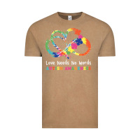 Vintage Coffee Love Needs No Words Heart Puzzle Autism Vintage Tee - CowhideDigitalArt
