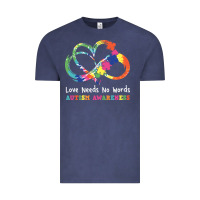 Vintage Denim Love Needs No Words Heart Puzzle Autism Vintage Tee - CowhideDigitalArt