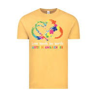 Vintage Mustard Love Needs No Words Heart Puzzle Autism Vintage Tee - CowhideDigitalArt