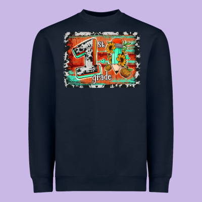 Western Back To School 1st Grade Heavyweight Sweatshirt Designed By Jasminsmagicworld