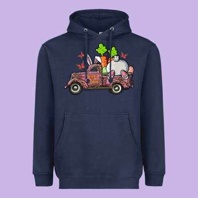 Happy Easter Pink Truck With Bunny Heavyweight Hoodie Designed By Ranaportraitstore