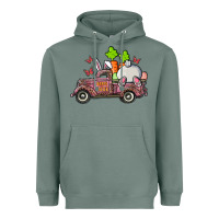 Sage happy easter pink truck with bunny Heavyweight Hoodie - RanaPortraitStore