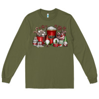 Army Green Christmas Coffee Drink Long Sleeve Tee - CowhideDigitalArt