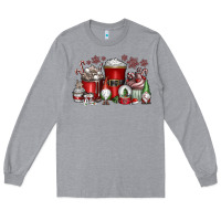 Heather Grey Christmas Coffee Drink Long Sleeve Tee - CowhideDigitalArt
