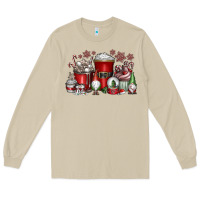 Mushroom Christmas Coffee Drink Long Sleeve Tee - CowhideDigitalArt