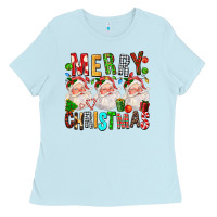 Baby Blue Merry christmas santa Ladies Tee - FaDigitalArtStudio