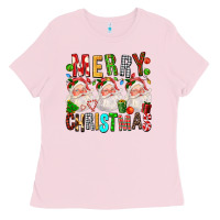 Bubblegum Pink Merry christmas santa Ladies Tee - FaDigitalArtStudio