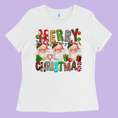 Merry Christmas Santa Ladies Tee Designed By Fadigitalartstudio