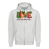 Dove Grey love summer strawberry Zipper Hoodie - Jasminsmagicworld