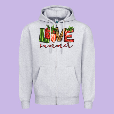 Love Summer Strawberry Zipper Hoodie Designed By Jasminsmagicworld