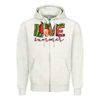 Oatmeal Heather love summer strawberry Zipper Hoodie - Jasminsmagicworld