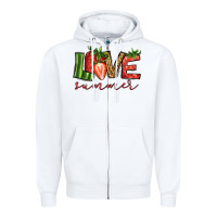 White love summer strawberry Zipper Hoodie - Jasminsmagicworld