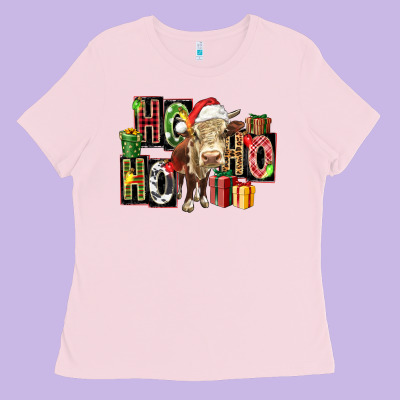 Ho Ho Ho Heifer Ladies Tee Designed By Fadigitalartstudio