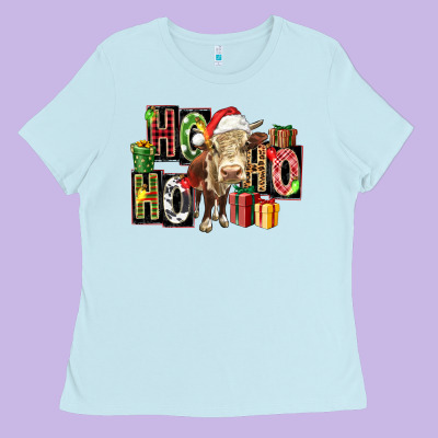Ho Ho Ho Heifer Ladies Tee Designed By Fadigitalartstudio