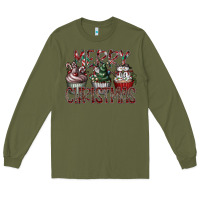 Army Green Merry Christmas Long Sleeve Tee - CowhideDigitalArt