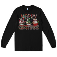 Black Merry Christmas Long Sleeve Tee - CowhideDigitalArt