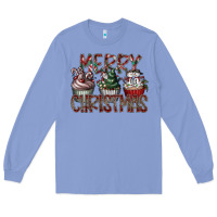 Colony Blue Merry Christmas Long Sleeve Tee - CowhideDigitalArt