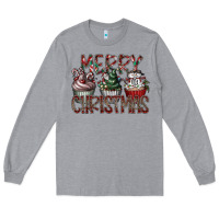 Heather Grey Merry Christmas Long Sleeve Tee - CowhideDigitalArt