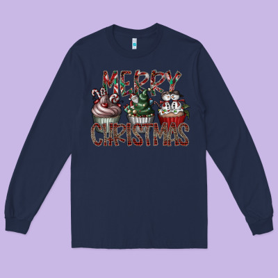 Merry Christmas Long Sleeve Tee Designed By Cowhidedigitalart