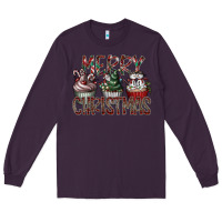 Plum Merry Christmas Long Sleeve Tee - CowhideDigitalArt