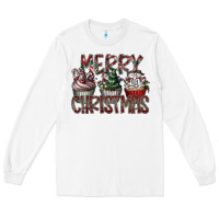 White Merry Christmas Long Sleeve Tee - CowhideDigitalArt
