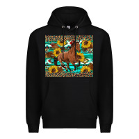 Black western horse sunflowers Premium Hoodie - Artiststas