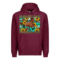 Burgundy western horse sunflowers Premium Hoodie - Artiststas
