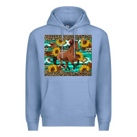 Colony Blue western horse sunflowers Premium Hoodie - Artiststas