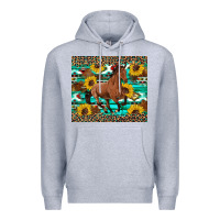 Heather Grey western horse sunflowers Premium Hoodie - Artiststas