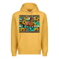 Mustard western horse sunflowers Premium Hoodie - Artiststas
