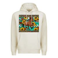 Oatmeal Heather western horse sunflowers Premium Hoodie - Artiststas