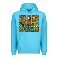 Ocean Blue western horse sunflowers Premium Hoodie - Artiststas