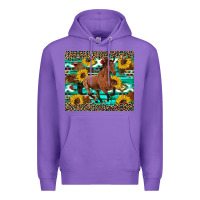Purple western horse sunflowers Premium Hoodie - Artiststas
