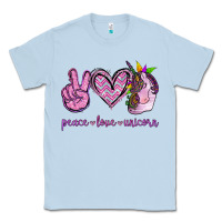 Dusty Blue Peace Love Unicorn Classic Tee - Jasminsmagicworld