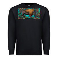 Black Bison with leopard and turquoise Premium Sweatshirt - RanaPortraitStore