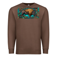Chestnut Bison with leopard and turquoise Premium Sweatshirt - RanaPortraitStore