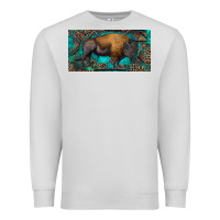 Dove Grey Bison with leopard and turquoise Premium Sweatshirt - RanaPortraitStore