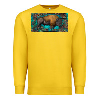 Lemon Bison with leopard and turquoise Premium Sweatshirt - RanaPortraitStore