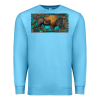Ocean Blue Bison with leopard and turquoise Premium Sweatshirt - RanaPortraitStore