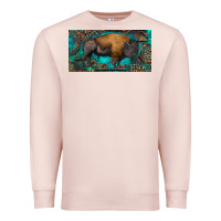 Pale Pink Bison with leopard and turquoise Premium Sweatshirt - RanaPortraitStore