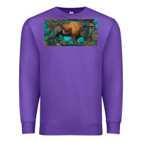 Purple Bison with leopard and turquoise Premium Sweatshirt - RanaPortraitStore