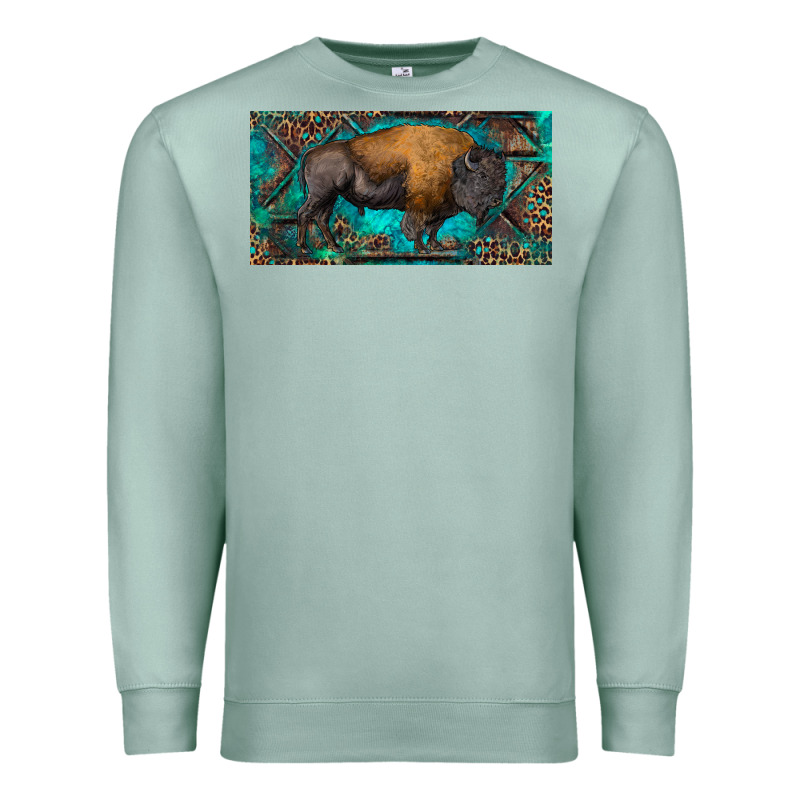 Bison With Leopard And Turquoise Premium Sweatshirt by RanaPortraitStore | Teevron