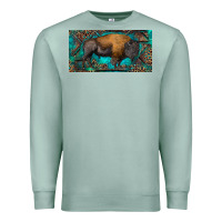 Seafoam Bison with leopard and turquoise Premium Sweatshirt - RanaPortraitStore